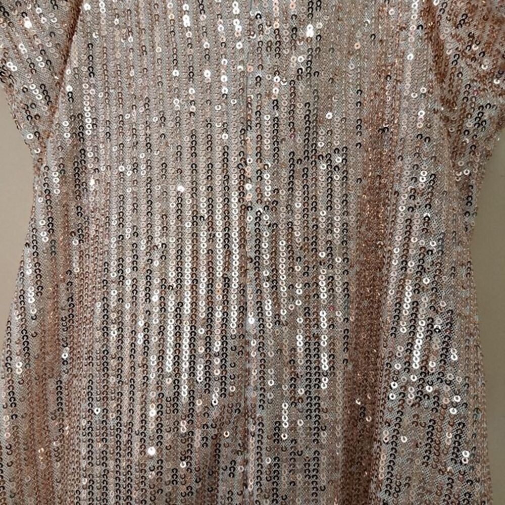 Fringe Sequin spaghetti Strap Party Mini Dress peach/cream large juniors - Picture 5 of 8